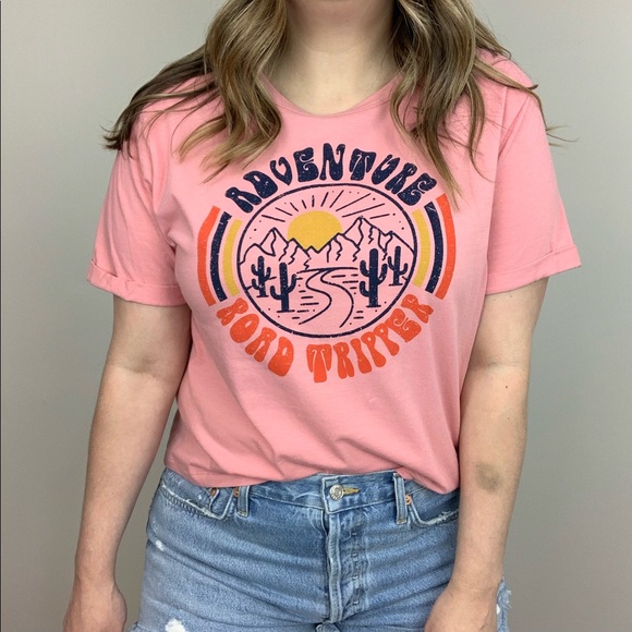 Road Tripper Graphic Tee M L Pink Boho - Picture 6 of 8